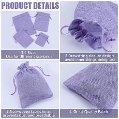 16 pcs 4 styles pochettes d'emballage en toile de jute imitation polyester sacs à cordon&nbsp;ABAG-BBC0001-01C