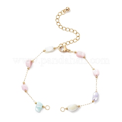 Herstellung von Armbändern aus gefärbten Nuggets aus natürlicher Muschel und Gliederkette aus Edelstahl 304&nbsp;AJEW-JB01384