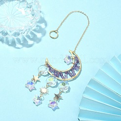 Natürliche Amethyst-Mondanhängerdekorationen&nbsp;HJEW-JM01166