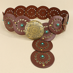 Western-Retro-Gürtel aus PU-Leder und Kunstharz mit Edelstein-Imitation und Schnallen aus Legierung&nbsp;AJEW-WH20064-21