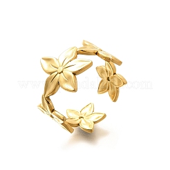 Offener Manschettenring aus Edelstahl mit Blume 201 für Frauen&nbsp;RJEW-A053-02F-G
