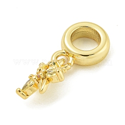 Gestell Beschichtung Messing Pflastern bunte Zirkonia Blume europäischen baumeln Charms&nbsp;KK-Z067-34G