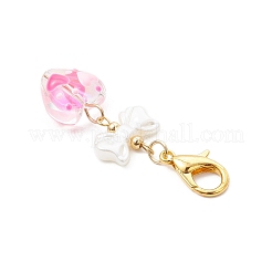 Pendentifs décoratifs en verre émaillé en forme de cœur&nbsp;HJEW-JM03654-01