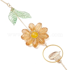 Abeille en alliage émaillé et attrape-soleil en cristal et fleur de verre&nbsp;HJEW-TA00475-03