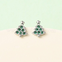 Messing Micro Pave Zirkonia Charisma Baum Ohrstecker&nbsp;EJEW-L278-09P