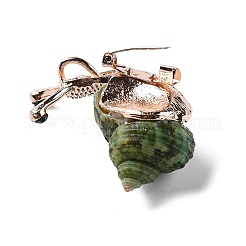 Broche fossile en coquille de conque naturelle verte d'escargot&nbsp;JEWB-A020-01G-01