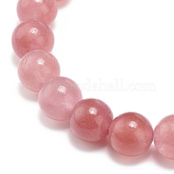 Braccialetto elasticizzato con perline rotonde in quarzo fragola naturale e cristallo di quarzo&nbsp;BJEW-JB09014