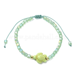 Armbänder aus farbig plattiertem Glas und gefärbten synthetischen Türkisperlen&nbsp;BJEW-JB13853
