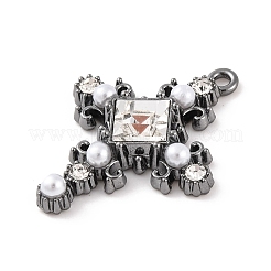 Pendenti con micro pavimentazioni in ottone a tema incrociato con zirconi trasparenti&nbsp;ZIRC-I067-04A-01