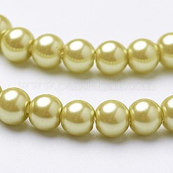 Fili di perle rotonde di perle di vetro tinto ecologico&nbsp;HY-A002-4mm-RB105