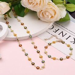 Daisy Link Chain Halsketten & Armbänder Schmuck Sets&nbsp;SJEW-JS01138-01