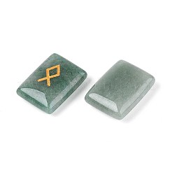 25 Stück rechteckige natürliche grüne Aventurin-Runensteine mit eingraviertem Elder-Futhark-Alphabet&nbsp;G-T142-36