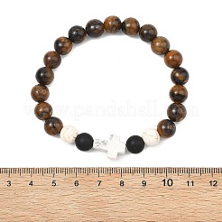 Bracelets extensibles en agate noire naturelle&nbsp;BJEW-JB13625