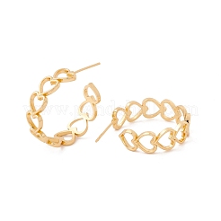 Orecchini a bottone a cuore in ottone con placcatura a cremagliera&nbsp;EJEW-F282-36G