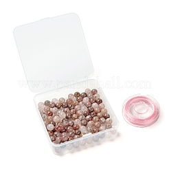 100pcs 8mm natürliche Erdbeerquarz runde Perlen&nbsp;DIY-LS0002-51