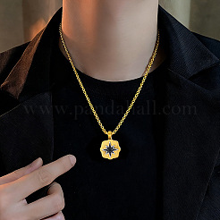Collares unisex con colgante de estrella octogonal de acero inoxidable 304&nbsp;WGEC4FF-02