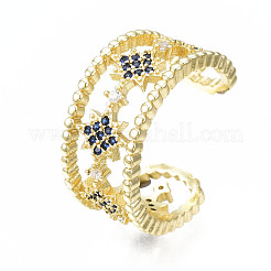 Offener Manschettenring mit Zirkonia-Stern&nbsp;RJEW-N037-006B