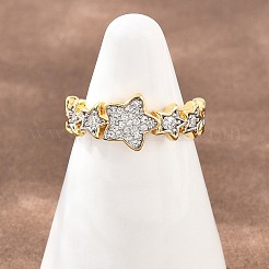 Messing Micro Pave klare Zirkonia Manschette offene Ringe&nbsp;RJEW-T028-01A-G