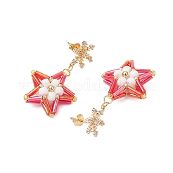 Boucles d'oreilles à tige en forme d'étoile en verre&nbsp;EJEW-MZ00256-05