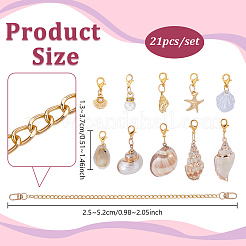Cadenas extensoras para bolsos de aluminio y adornos colgantes de concha y resina.&nbsp;HJEW-PH02529
