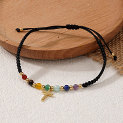 Bracelets tressés en perles d'améthyste naturelle&nbsp;NE7743