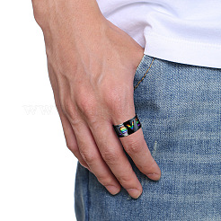 Regenbogenfarbe Stolz Flagge Wort Liebe rotierender Emaille-Fingerring&nbsp;RABO-PW0001-034E