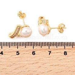 Pendientes redondos de latón con micropavé de circonitas cúbicas transparentes&nbsp;EJEW-A135-28G