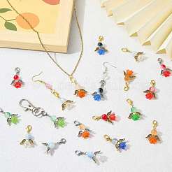 20 pieza de 10 estilos de adornos colgantes de vidrio y acrílico con forma de ángel&nbsp;HJEW-SZ00003