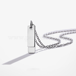Colliers à pendentif double rectangle vierge en acier inoxydable 304 avec chaîne câble&nbsp;FS-WG7A741-02