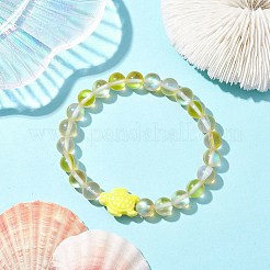 Braccialetti elasticizzati con perline sintetiche di pietra di luna tonda tinta tonda da 8 mm&nbsp;BJEW-JB10308-04
