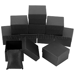 Scatole per la conservazione della carta, con cucchiaio, portagioie per ragazze, confezione regalo, quadrato, nero, 8.6x7.9x5.2cm