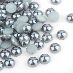 Cabochons en plastique abs, perle d'imitation, demi-rond, grises , 4x2mm, environ 10000 pcs / sachet 