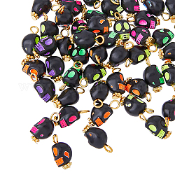 HOBBIESAY 200Pcs Skull Acrylic Charms Random Mixed Colors Halloween Pendants with Golden Alloy Findings Jewelry Making Dangle Charms for Party Bracelets Earrings Necklaces DIY Crafting, Hole: 2mm