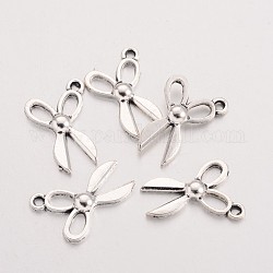 Scissor Tibetan Style Zinc Alloy Pendants, Lead Free & Cadmium Free, Antique Silver, 20x14x3mm, Hole: 2mm