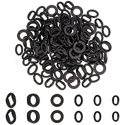Superfindings anneaux de liaison en acrylique opaque peint, connecteurs à liaison rapide, pour la fabrication de chaînes, mat, formes mixtes, noir, 128~131 pcs