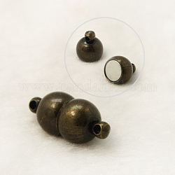 Brass Magnetic Clasps, Peanut, Antique Bronze, 8x18mm, Hole: 1.5mm