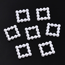 Anelli di collegamento in plastica con perla imitazione abs, quadrato, bianco, 11x11x3mm, diametro interno: 6x6mm, circa 1000pcs/scatola