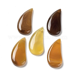 Pendenti in agata naturale tinti e riscaldati, ciondoli a goccia, giallo, 39~42x18.5~22x5.5~6mm, Foro: 1.5~1.6 mm