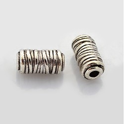 Tibetan Style Alloy Beads, Lead Free & Nickel Free & Cadmium Free, Column, Antique Silver, about 6mm wide, 11mm long, hole: 2.5mm