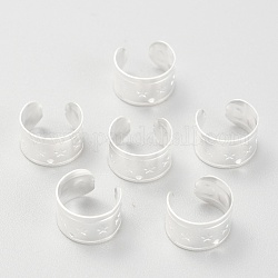 304 Stainless Steel Ear Cuff Findings, with Hole and Star Pattern, Silver, 11x7mm, Hole: 1mm