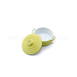Mini marmite en alliage avec couvercle, pour les accessoires de maison de poupée faisant semblant de décorations d'accessoires, jaune, 25x20x14mm