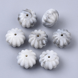 Perle corrugate acriliche, stile gemstone imitato, rondelle, fumo bianco, 18x12mm, Foro: 1.6 mm, circa 223pcs/500g
