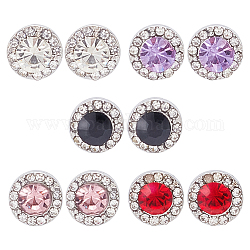 Anattasoul 5 paio di orecchini a bottone con diamanti in stile cubic zirconia 5 paia, orecchini in lega di platino da donna, colore misto, 8~10mm, 1 paio/stile