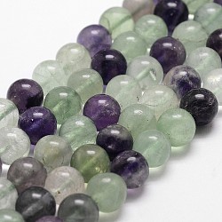 Chapelets de perles en fluorite naturelle, ronde, grade AB +, 6mm, Trou: 1mm, Environ 61 pcs/chapelet, 14.9 pouce ~ 15.1 pouces