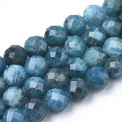 Chapelets de perles en apatite naturelle, facette, ronde, 9.5~10x10mm, Trou: 1mm, Environ 19 pcs/chapelet, 7.48 pouce