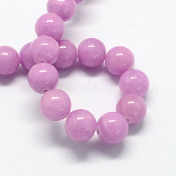 Natural Dyed Yellow Jade Gemstone Bead Strands, Round, Medium Orchid, 8mm, Hole: 1mm, about 50pcs/strand, 15.7 inch
