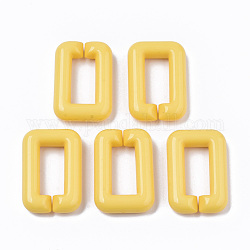 Anelli acrilici opachi collega, connettori a collegamento rapido, per la realizzazione di catene incrociate di gioielli, rettangolo, giallo champagne, 30x20x6mm, diametro interno: 8x18mm, circa 210pcs/500g