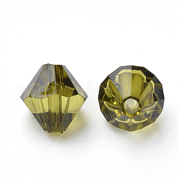 Perles en acrylique transparente, Toupie, olive, 6x5.5mm, Trou: 1.5mm, environ 6120 pcs/500 g