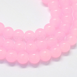 Backen gemalt Nachahmung Jade Glas runden Perle Stränge, rosa, 4.5~5 mm, Bohrung: 1 mm, ca. 210 Stk. / Strang, 31.4 Zoll