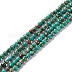 Brins de perles de jaspe impérial naturel et d'opale synthétique assemblés, teinte, ronde, sarcelle, 4mm, Trou: 0.7mm, Environ 98~100 pcs/chapelet, 15.94 pouce (40.5 cm)